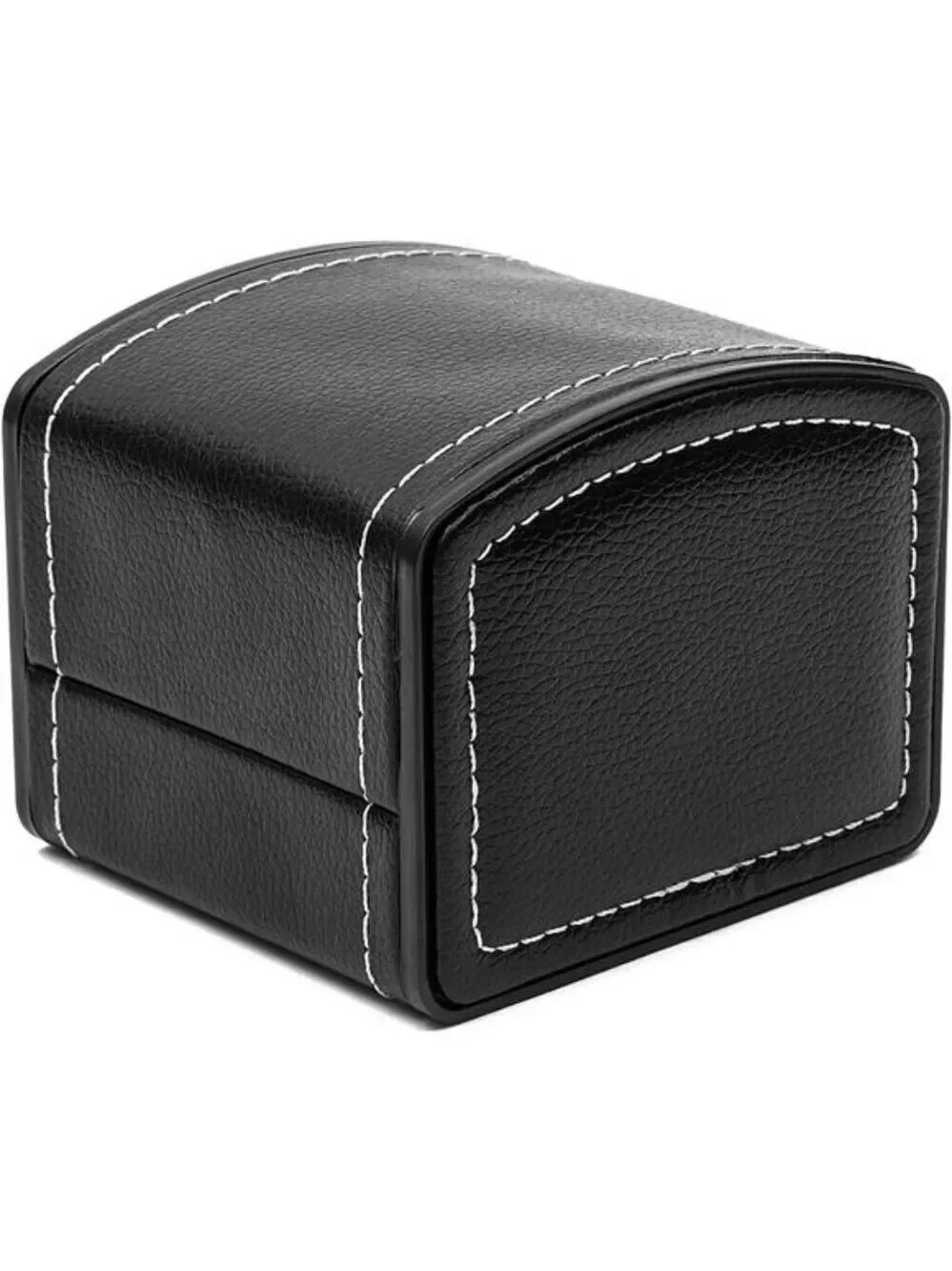Black Faux Leather Watch Box Single Slot Case with Pillow Jewelry Display